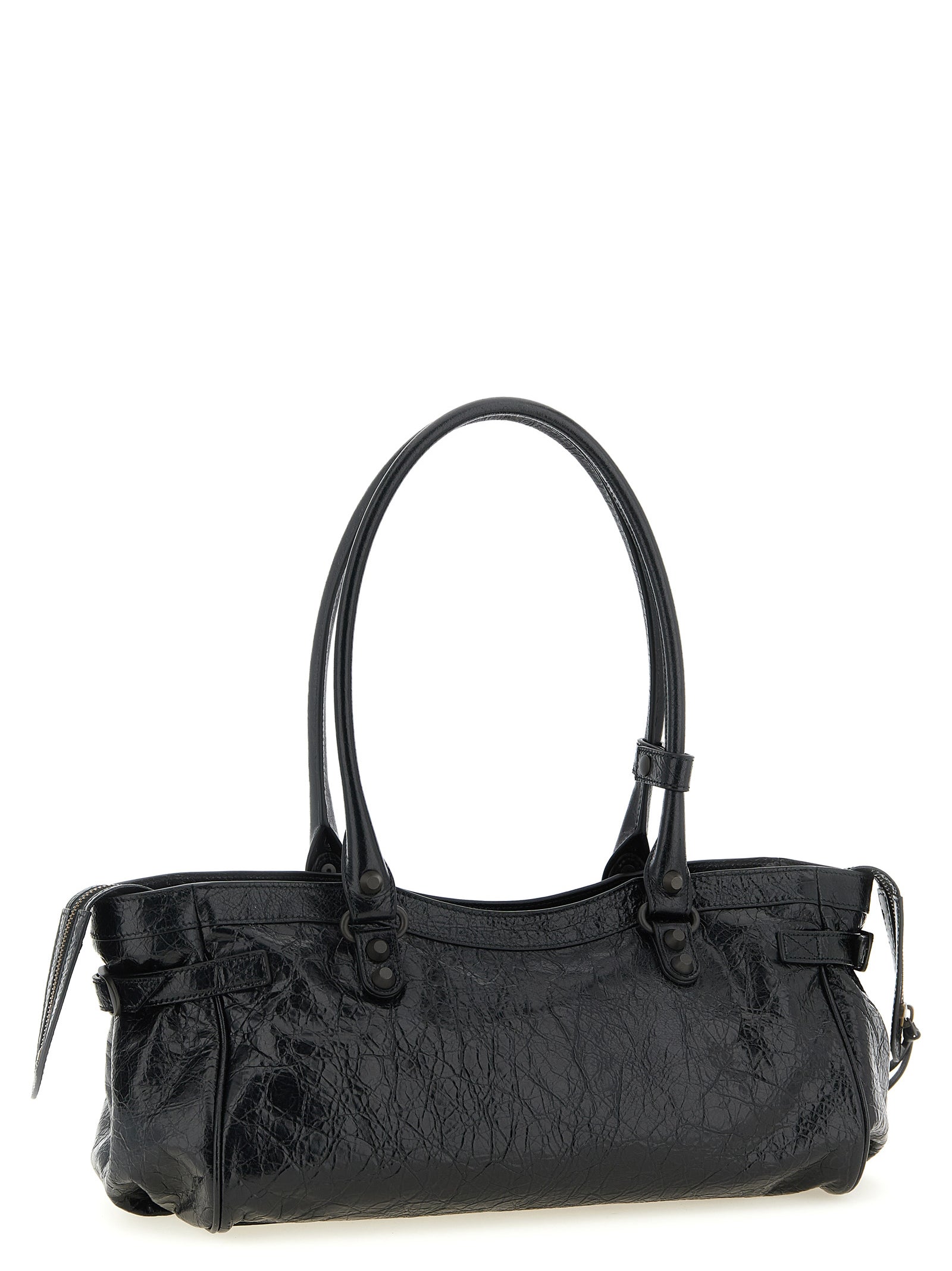 Balenciaga Women's Le City Bag East-West - Black Arena Lambskin