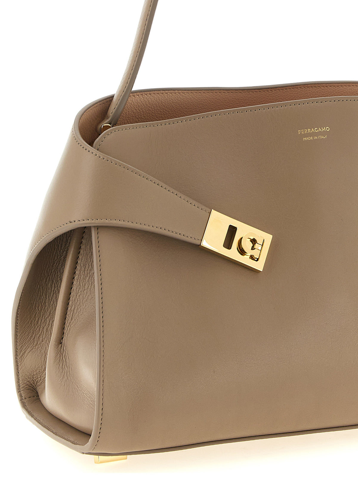 Ferragamo Hug Medium Soft Shoulder Bag - Warm Taupe & Dusty Pink