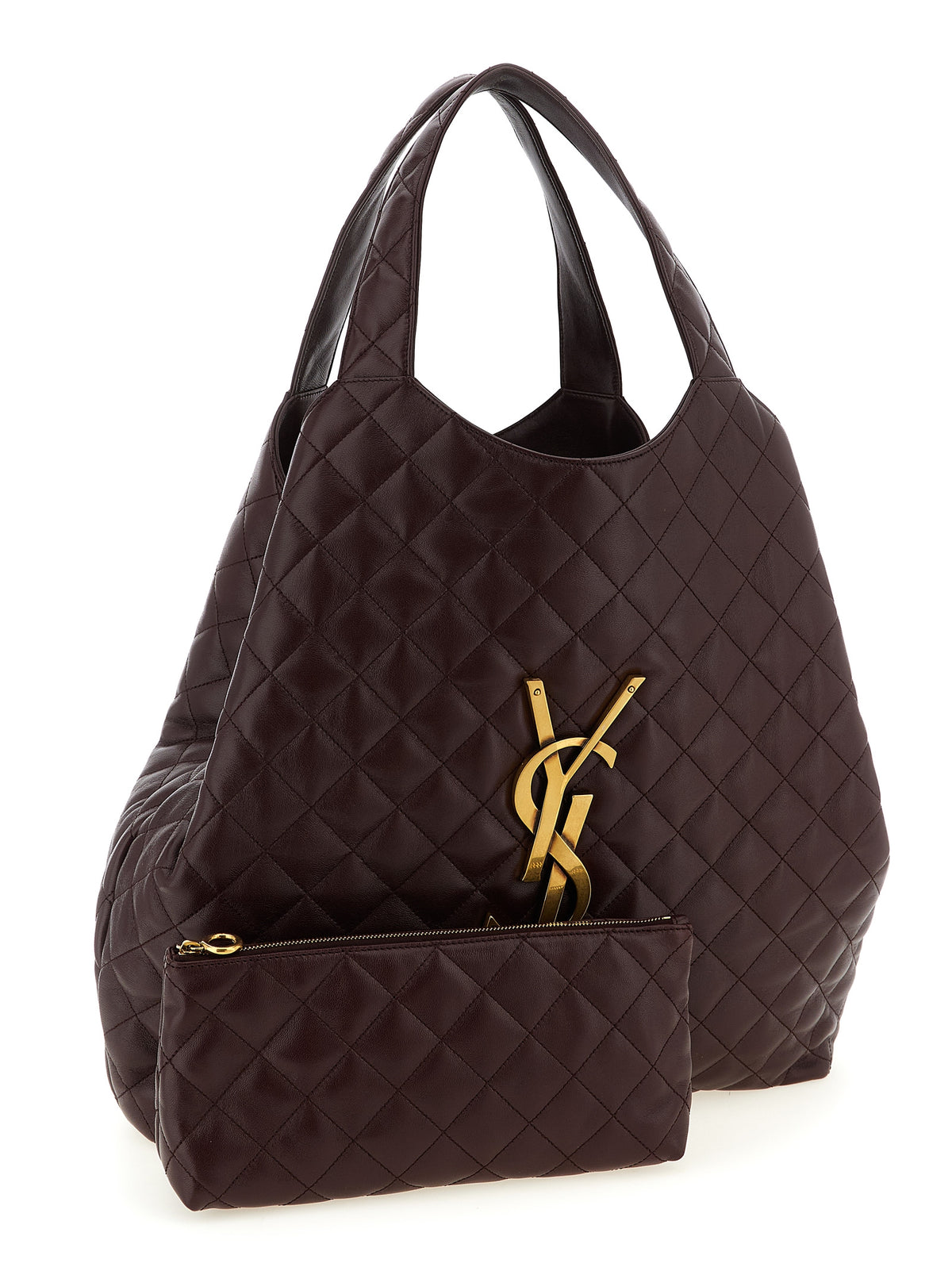 Saint Laurent Icare Tote Bag in Quilted Nappa - Rouge Cabernet