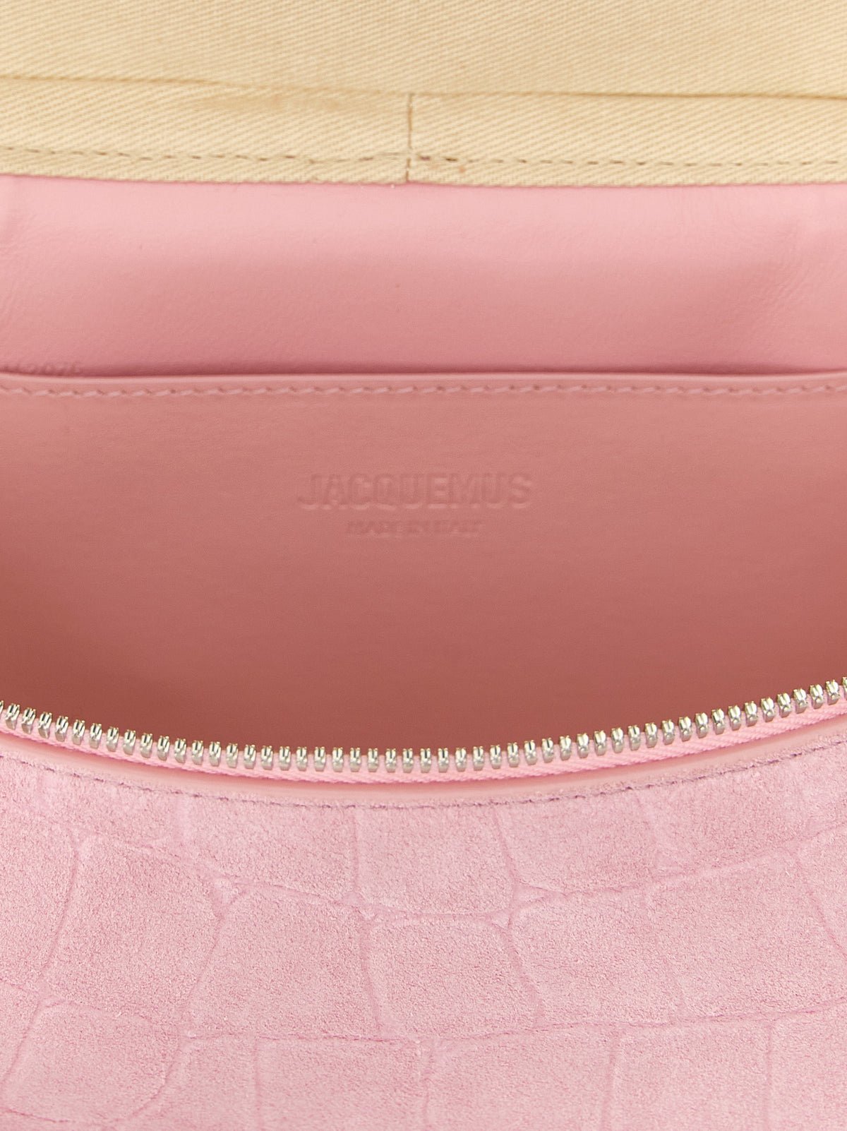 Jacquemus Le Petit Vanity Handbag - Pink Croc-Effect Suede Leather