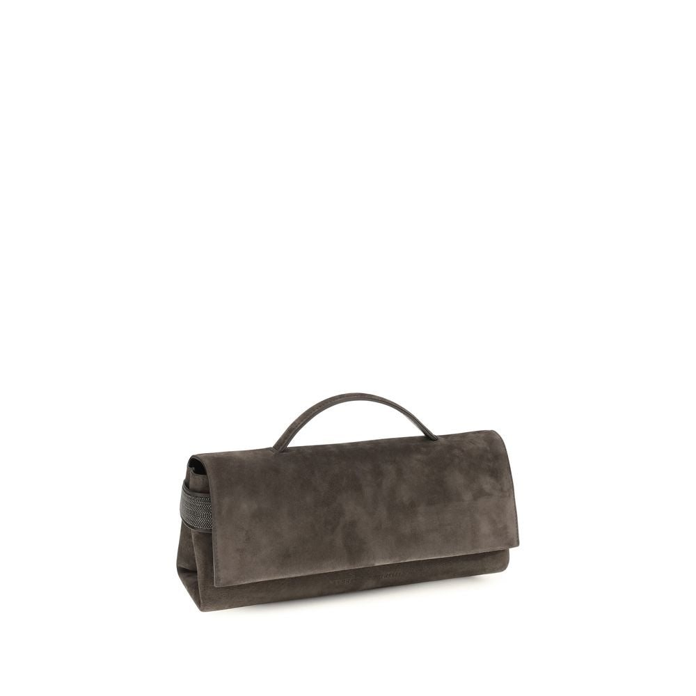 Brunello Cucinelli Essence Clutch Bag with Precious Bands - Pepper Suede