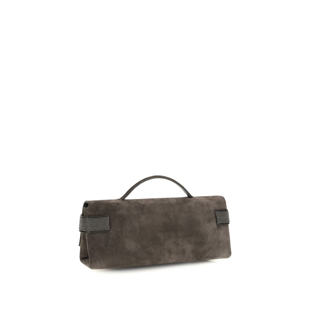 Brunello Cucinelli Essence Clutch Bag with Precious Bands - Pepper Suede