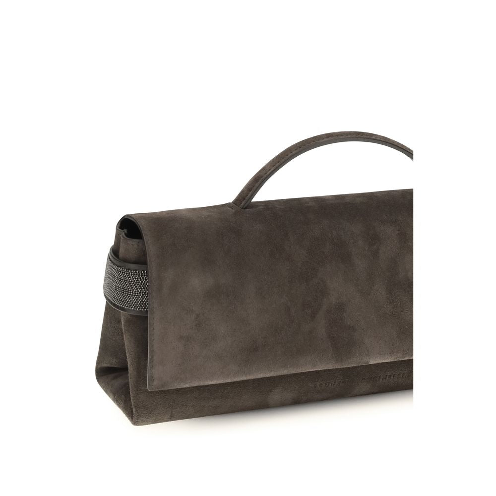 Brunello Cucinelli Essence Clutch Bag with Precious Bands - Pepper Suede