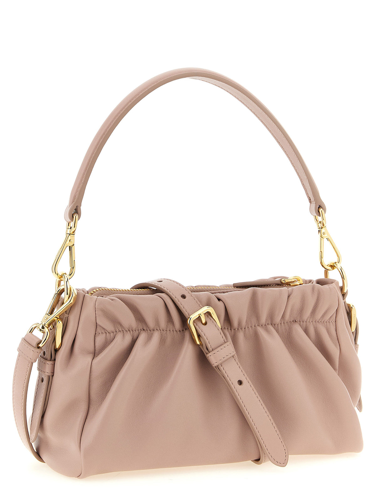 Prada Curled Leather Shoulder Bag - Pink