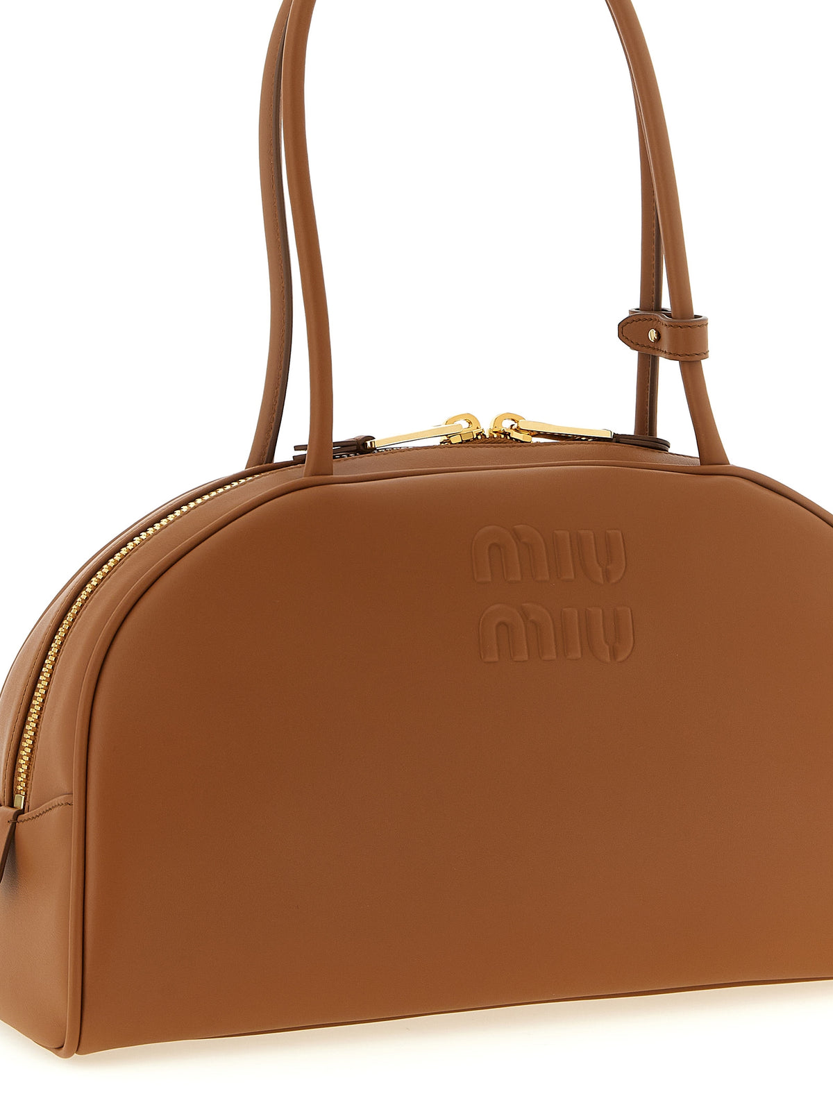 Miu Miu Beau Top Handle Bowling Bag - Cognac