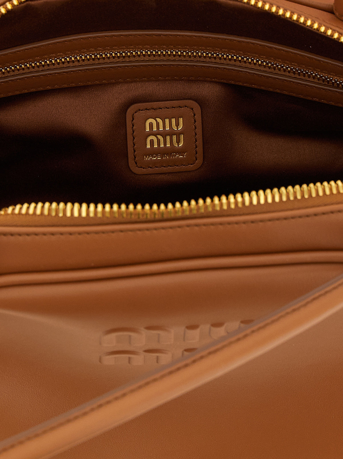 Miu Miu Beau Top Handle Bowling Bag - Cognac