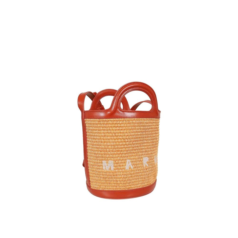 Marni Tropicalia Small Bag - Tan Orange Leather & Raffia