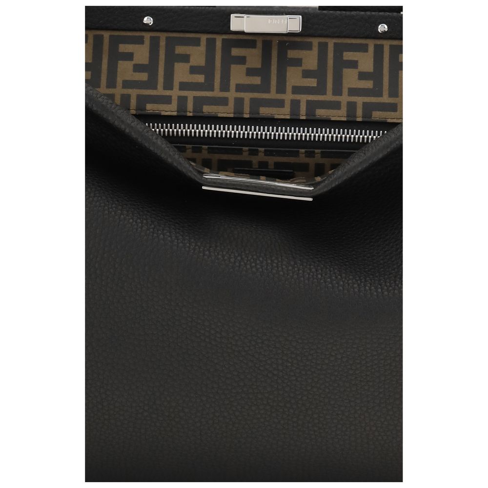 Fendi My Peekaboo Large - Black Cuoio Romano Leather and FF Split-Leather Bag