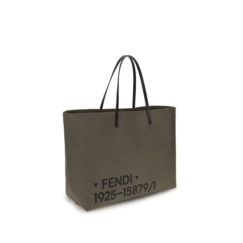 Fendi Roll Large with Stencil Print - Khaki Green Canvas