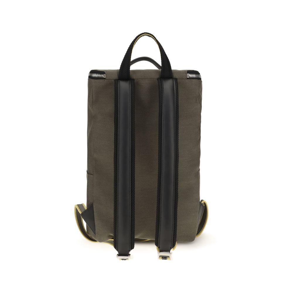 Fendi Tourist Backpack with Stencil Print - Khaki Green Canvas