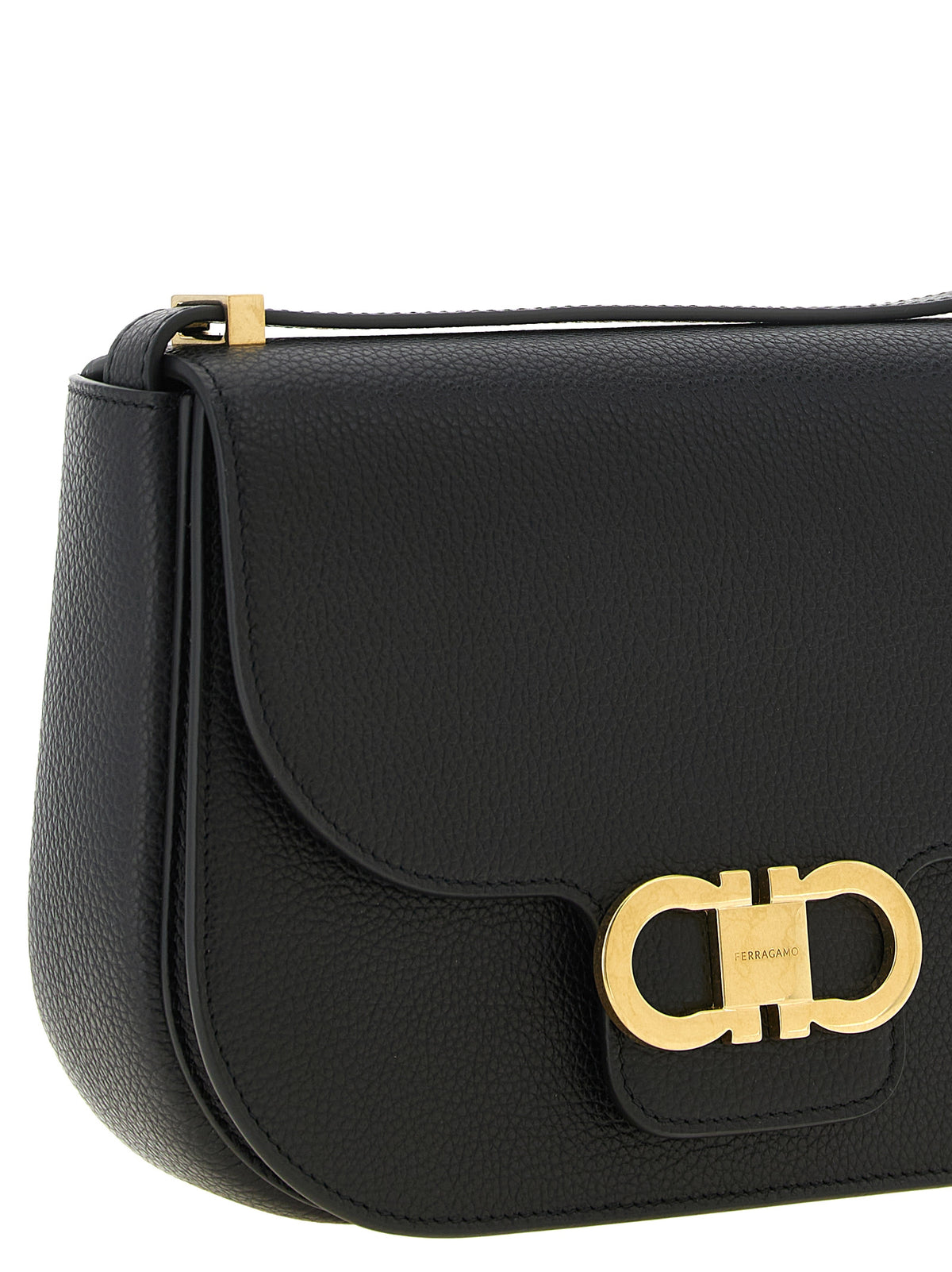 Ferragamo Double Gancini North-South Crossbody Bag - Black