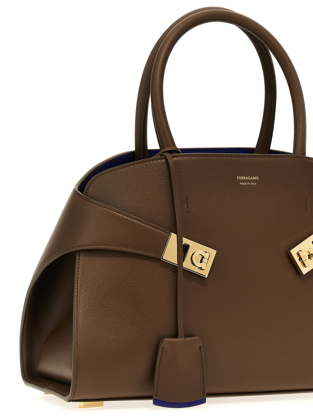 Ferragamo Hug Medium Bicolor Handbag - Clay/Lapis Lazuli