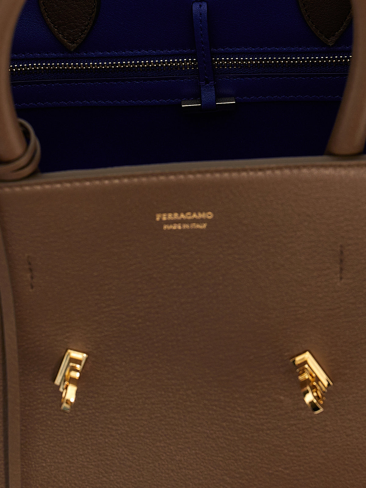 Ferragamo Hug Medium Bicolor Handbag - Clay/Lapis Lazuli