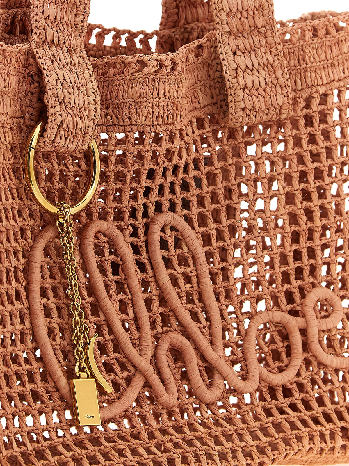 Chloé Summer Banana East-West Tote Bag in Raffia - Summery Beige