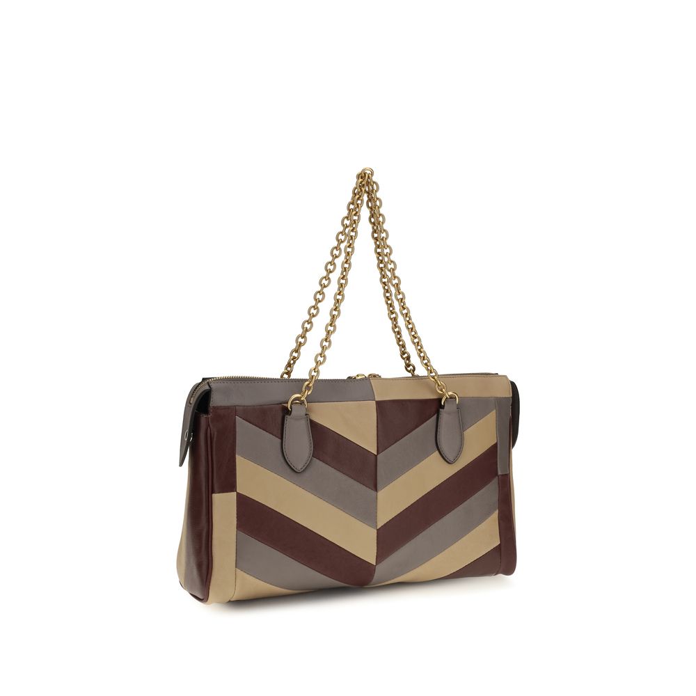 Valentino Garavani Panthea Medium Shoulder Bag Chevron Pattern - Multicolor Nappa Leather