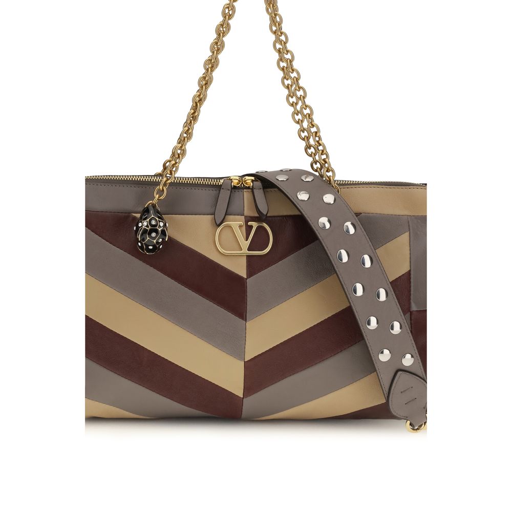 Valentino Garavani Panthea Medium Shoulder Bag Chevron Pattern - Multicolor Nappa Leather