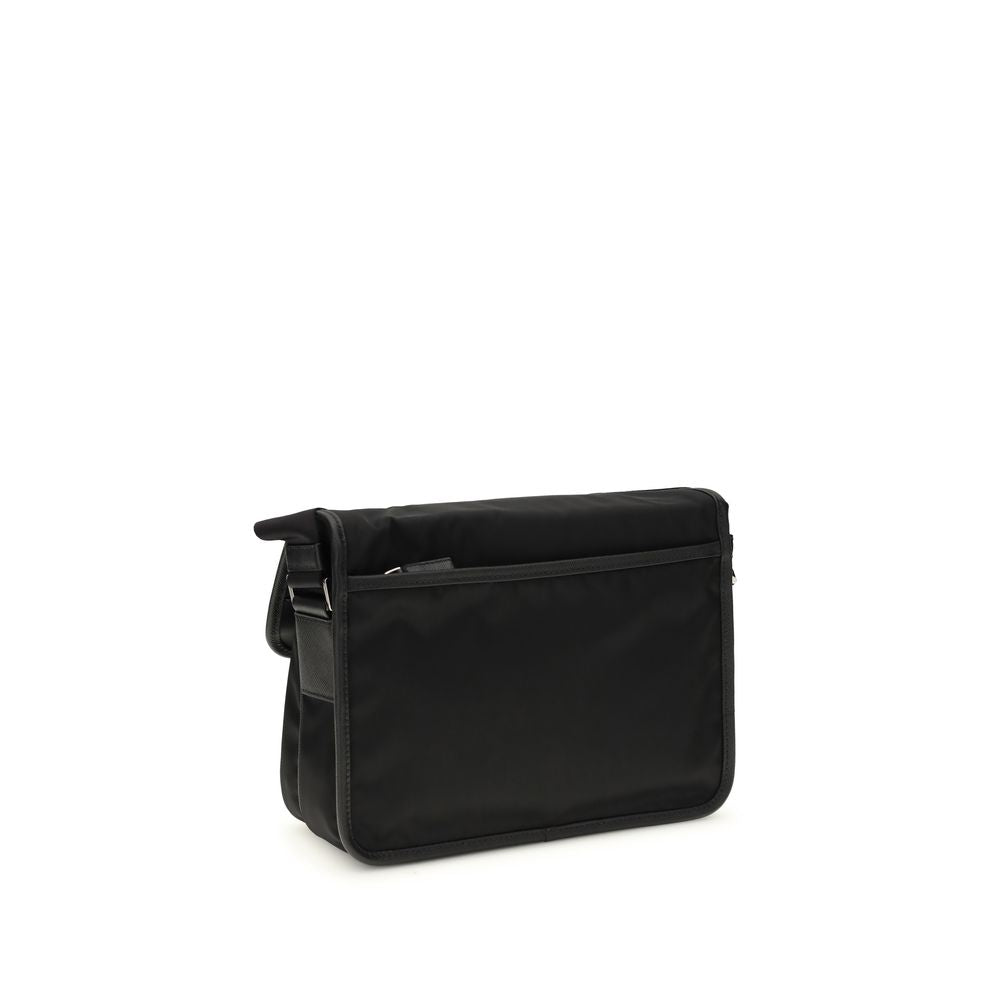 Prada Re-Nylon and Saffiano Leather Messenger Bag - Black