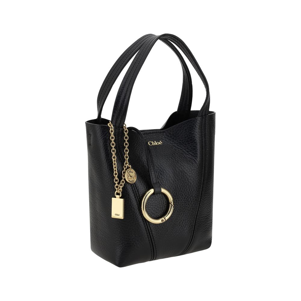 Chloé Spin Tote Bag Small - Black Grained Leather