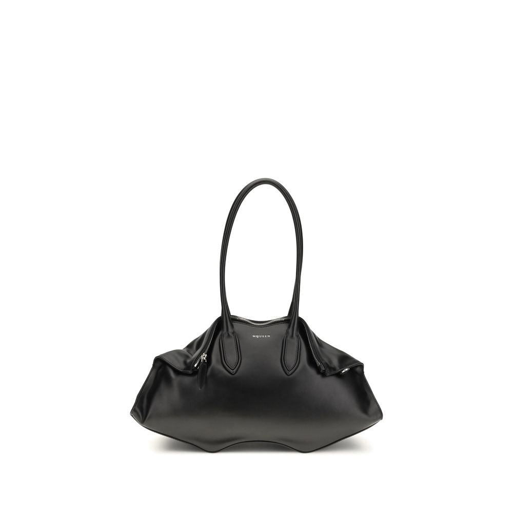 Alexander McQueen Women's Manta Bag - Black Calf Leather from The Exclusive Line Singapore.