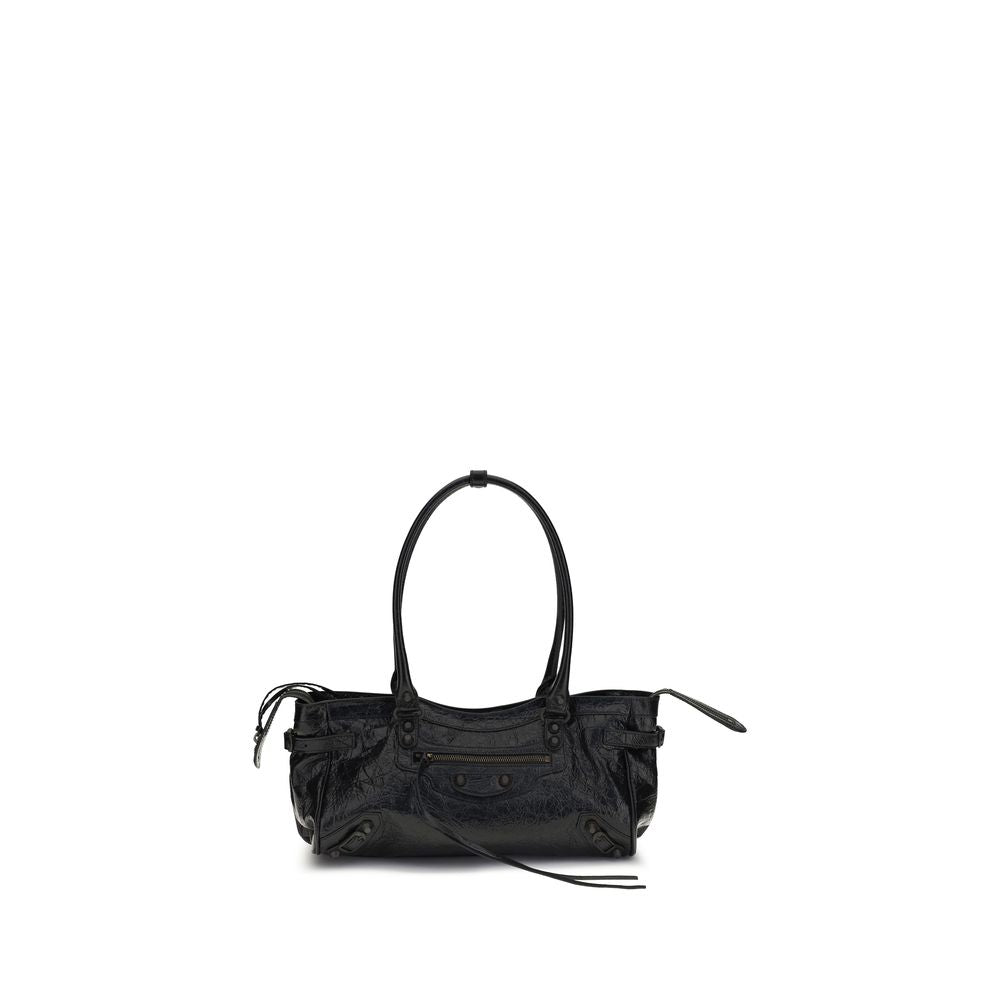Balenciaga Le City Bag East-West in Black Arena Lambskin with Brass Hardware - Available at The Exclusive Line Singapore.