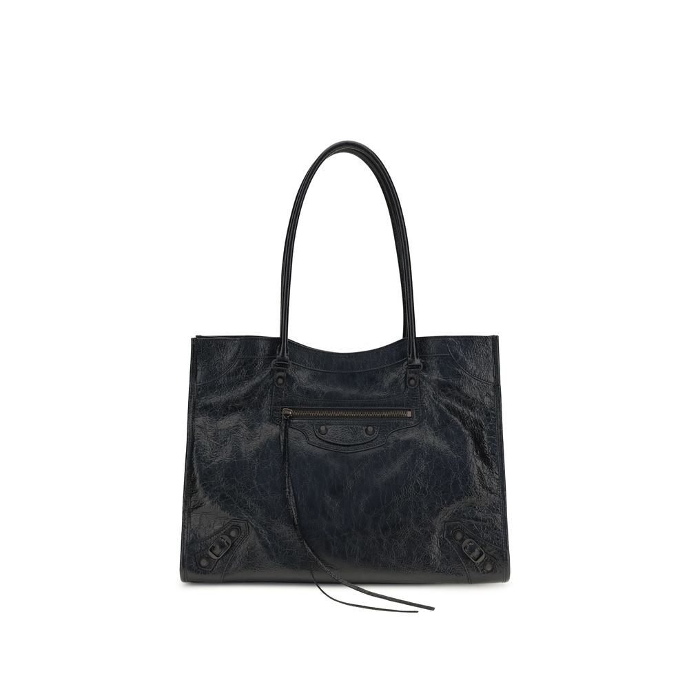 Balenciaga Le City Tote Bag Medium in Black Arena Lambskin with Brass Hardware - The Exclusive Line Singapore