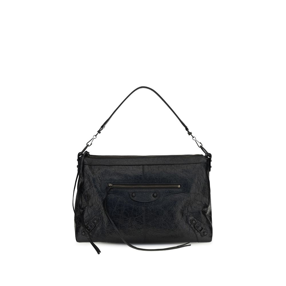 Balenciaga Men's Le City Moto Medium Bag in Black Arena Lambskin with Brass Hardware - The Exclusive Line Singapore