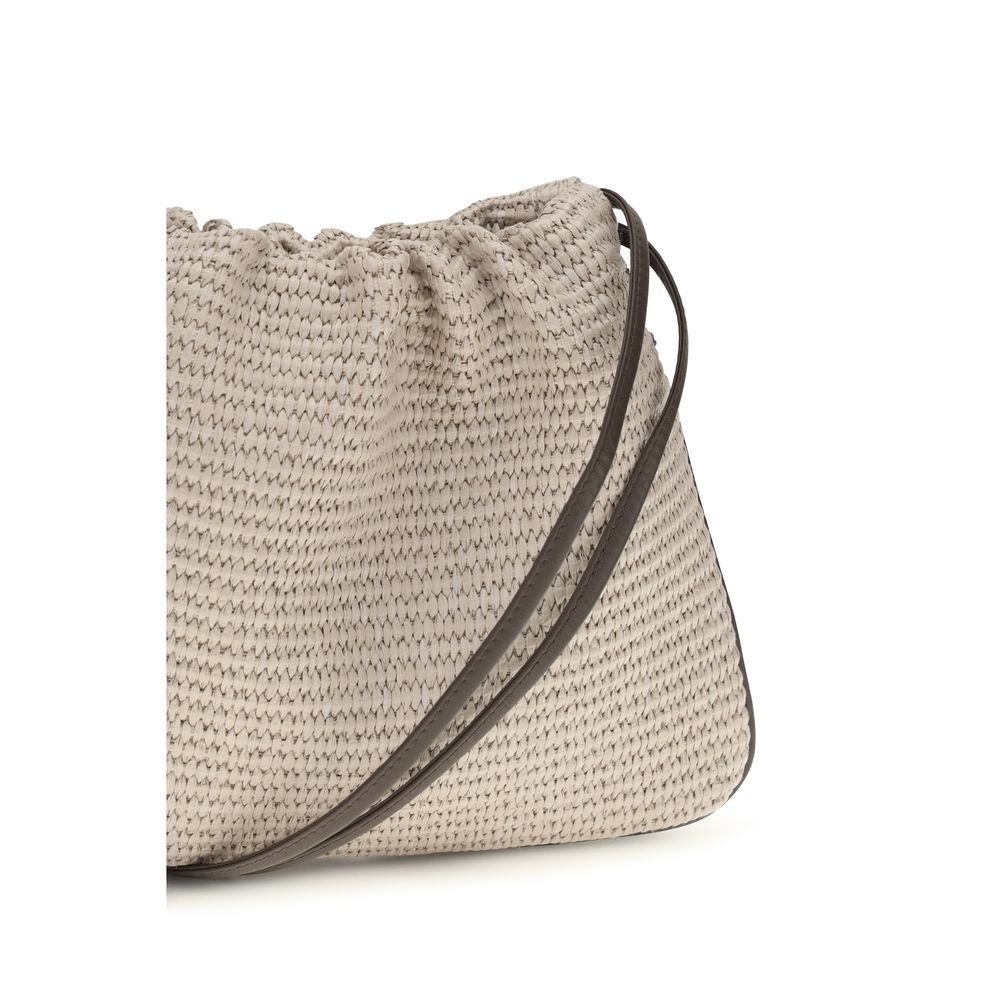Close-up of the 3D monili net embroidery on Brunello Cucinelli BC Duo Pouch - The Exclusive Line