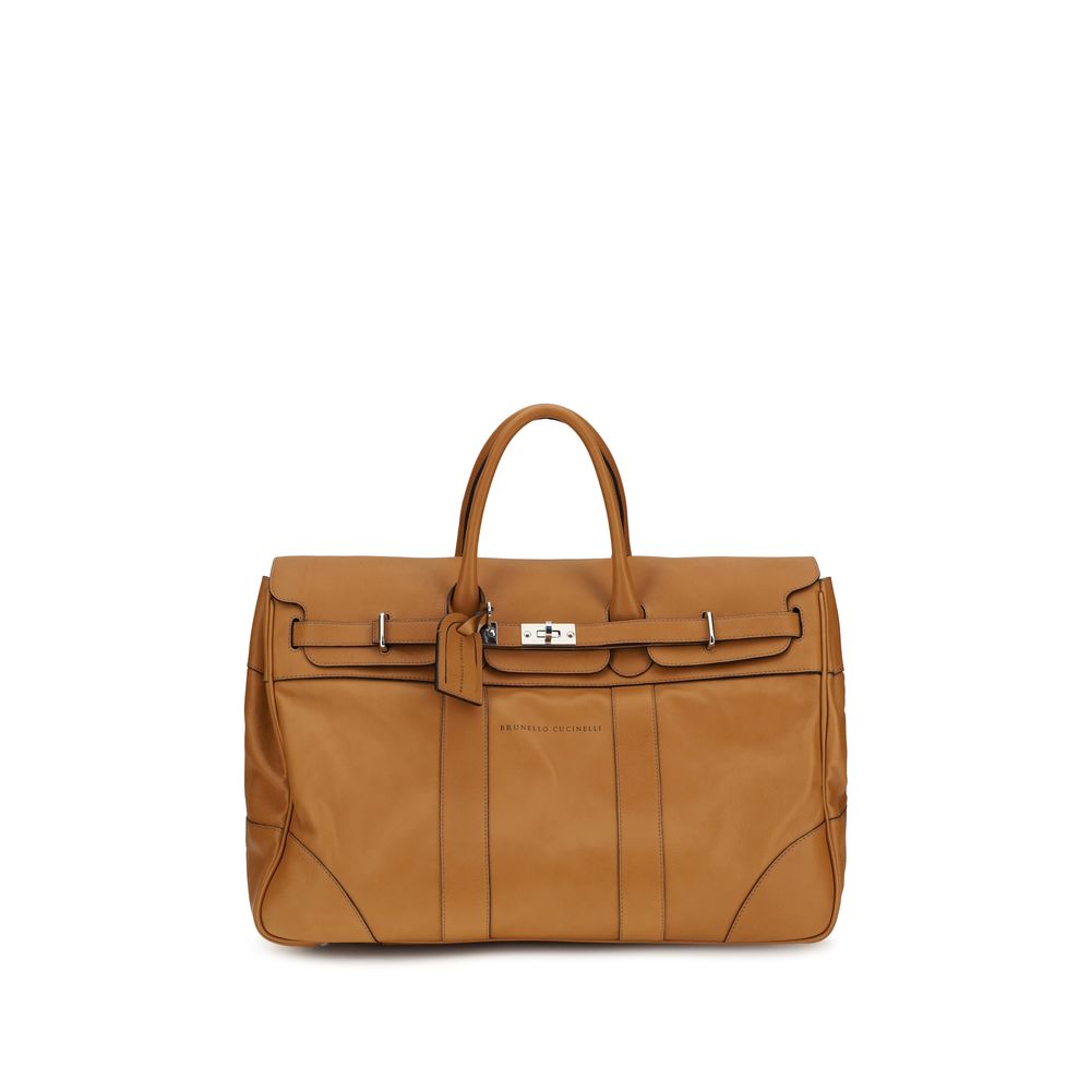 Brunello Cucinelli Cognac Calfskin Country Bag from The Exclusive Line Singapore.