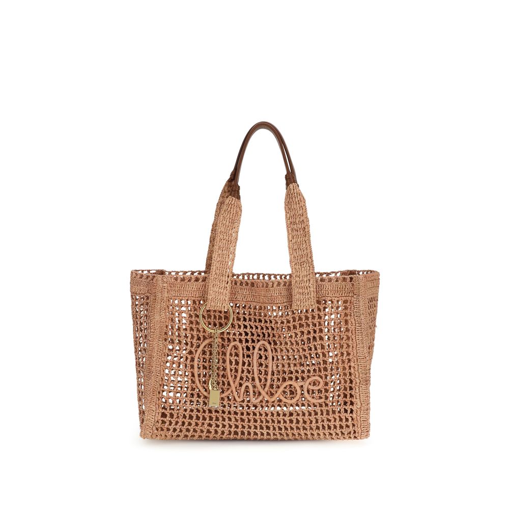 Chloé Summer Banana East-West Tote Bag in Raffia - Summery Beige from The Exclusive Line Singapore.