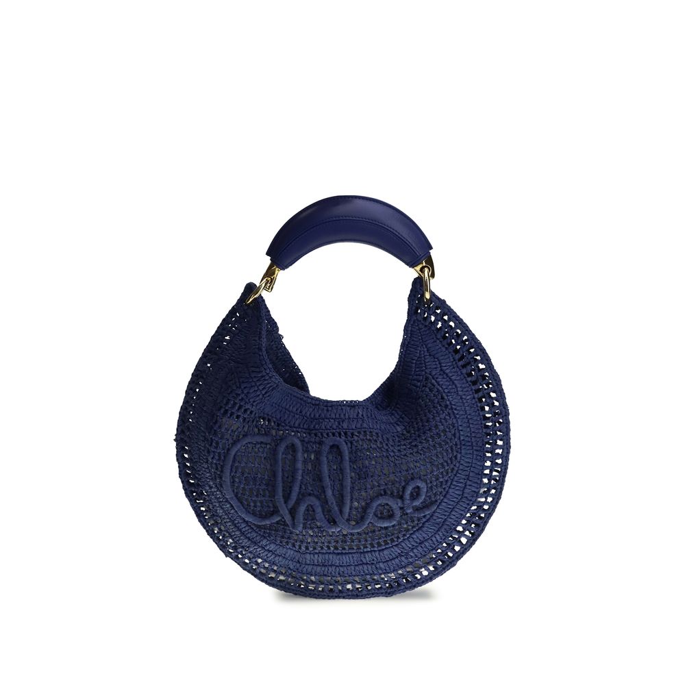 Chloé Summer Banana Hobo Bag - Midnight Blue Raffia from The Exclusive Line Singapore.
