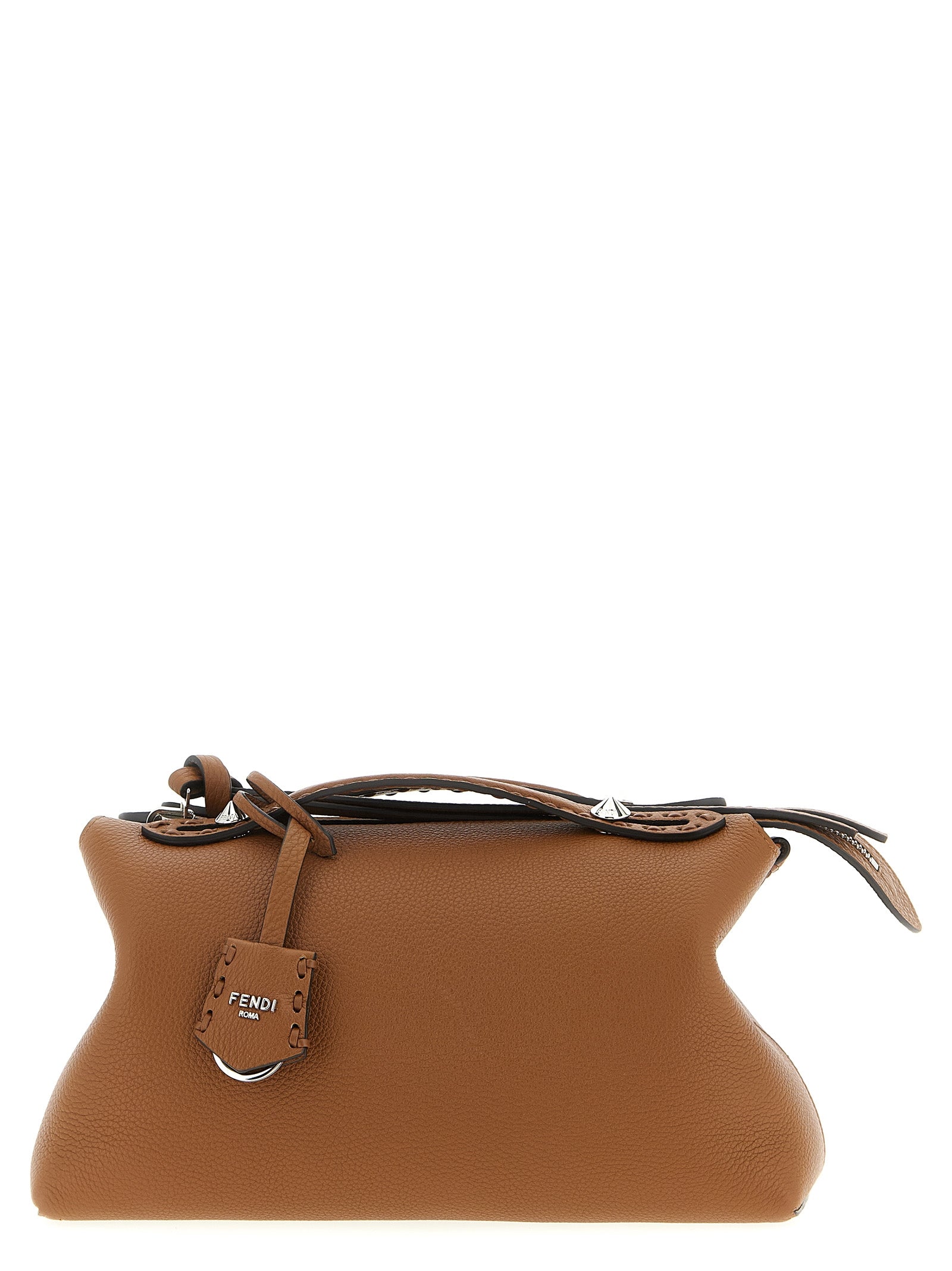 Reversible Fendi Medium By The Way Selleria bag in tan and dark orange Cuoio Romano leather with macro stitching from The Exclusive Line Singapore.
