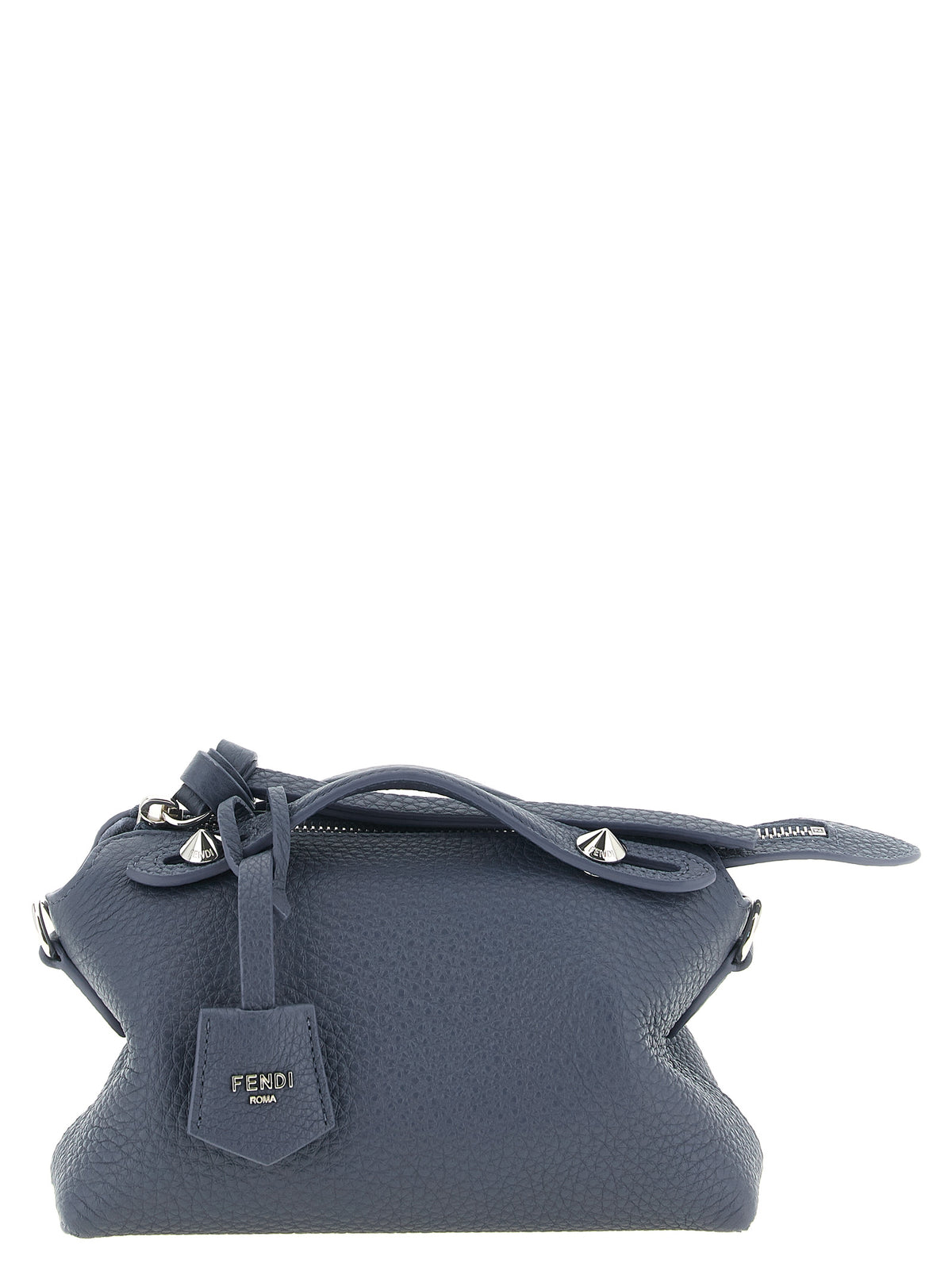 Fendi By The Way Soft Mini handbag in light indigo Cuoio Romano leather with knotted zip pull.