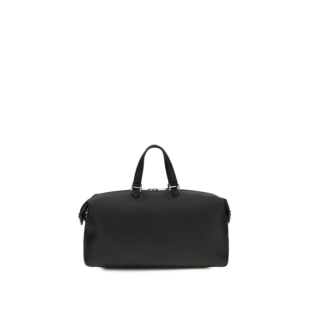 Fendi Lui 45 Black Calfskin Duffle Bag with FF logo corners from The Exclusive Line, Singapore.