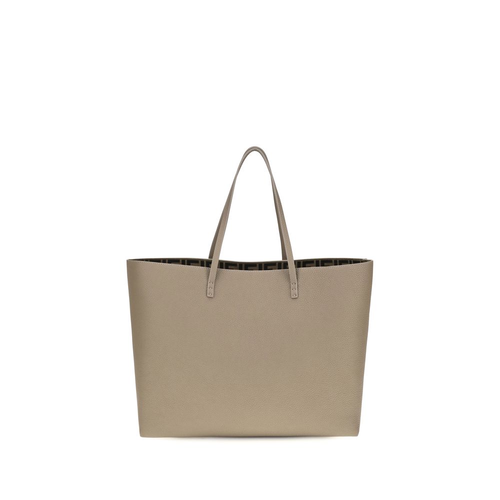Fendi Roll Medium tote bag in dove grey Cuoio Romano leather with top handles