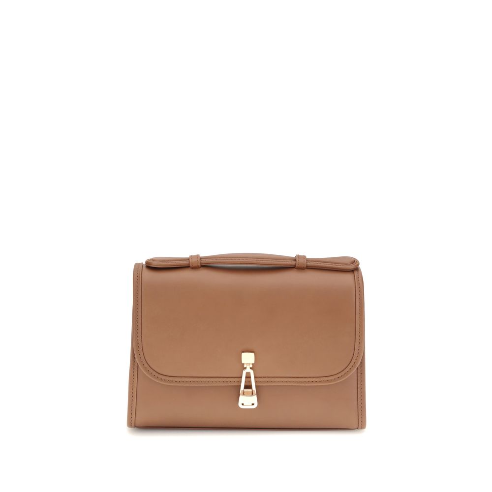 Gabriela Hearst Leonora Small Flap Bag in Cognac Nappa Leather with turnlock closure.