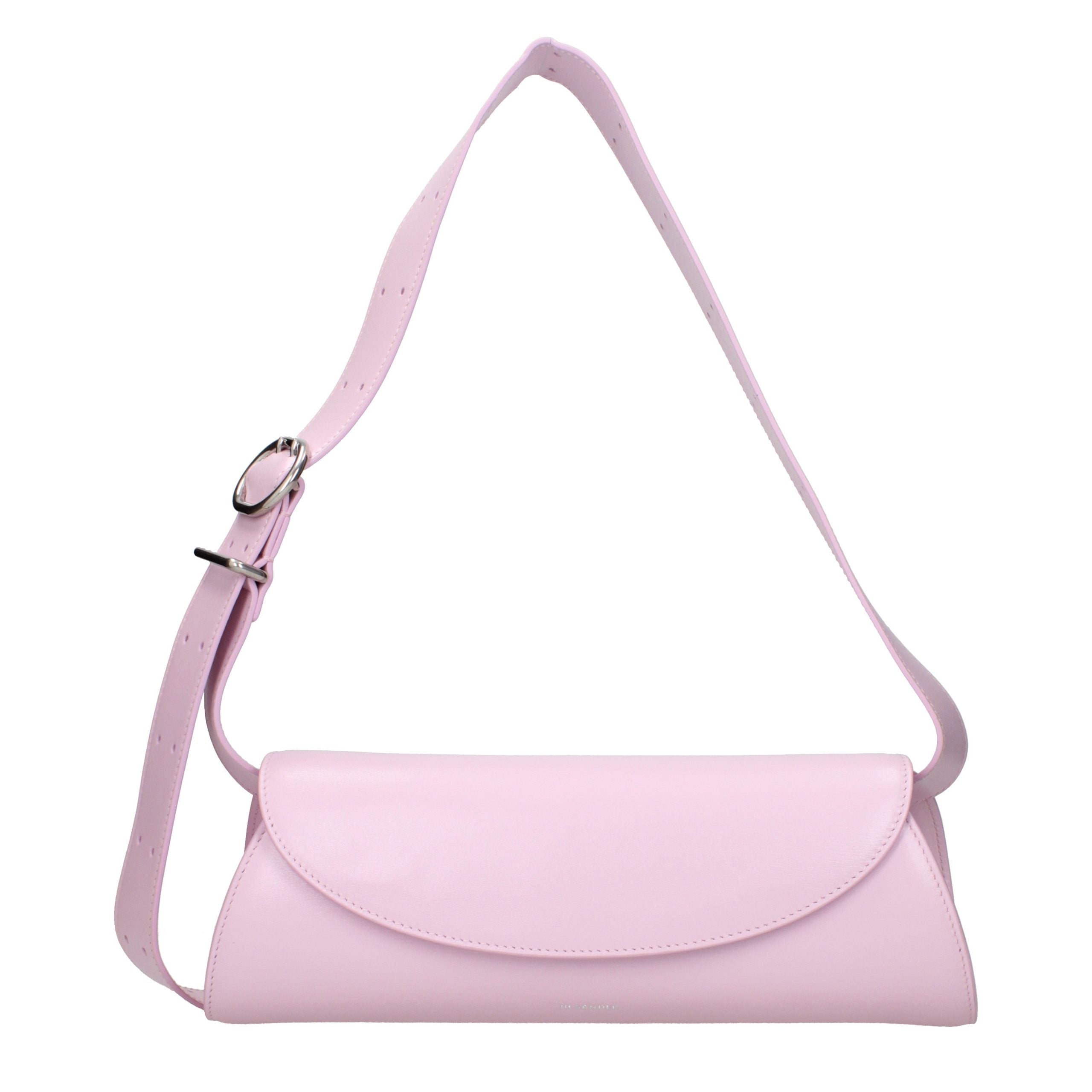Jil Sander Cannolo Small Bag in lilac calf leather showing its signature cylindrical shape.
