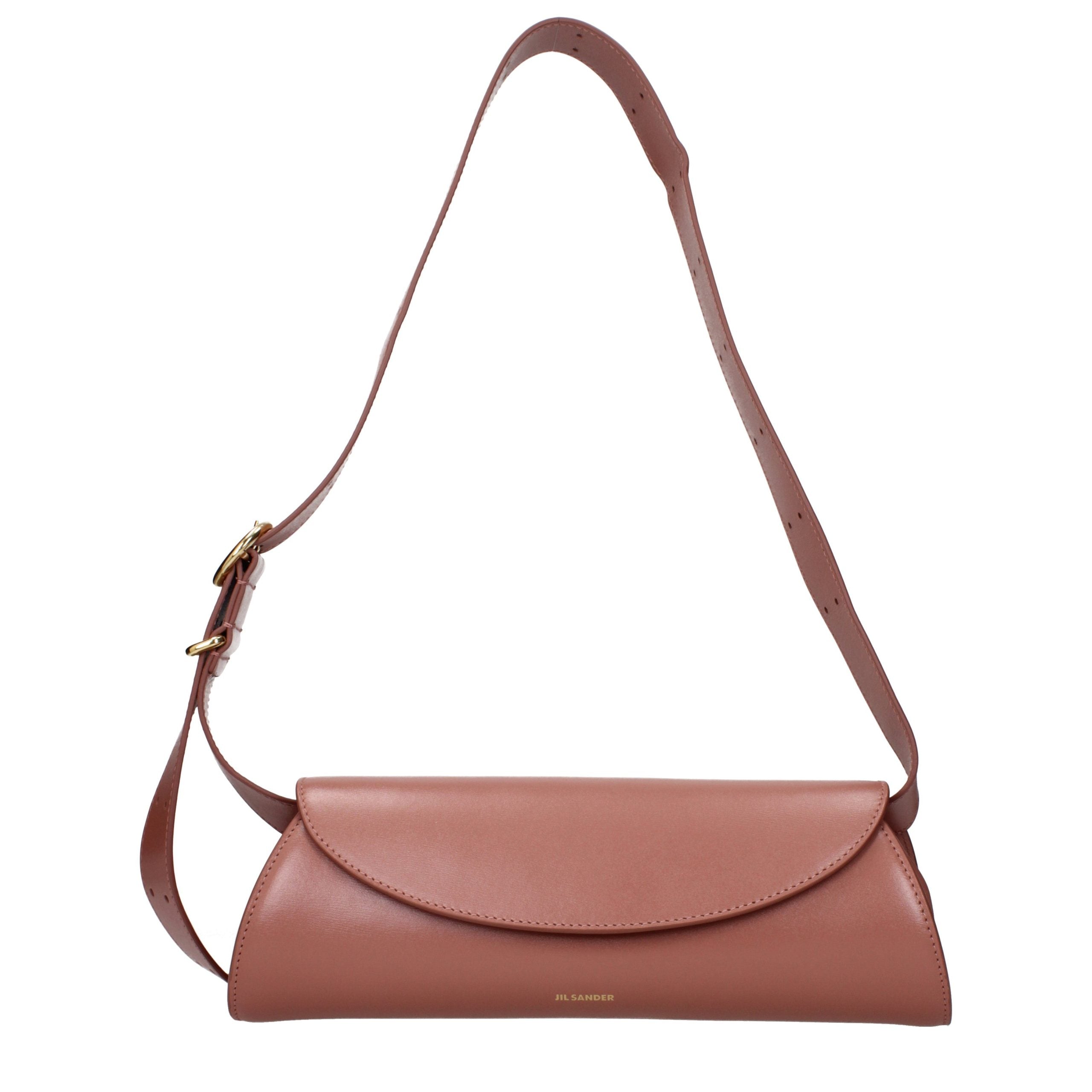 Jil Sander Cannolo Small Bag in nude calf leather showing its signature cylindrical shape.