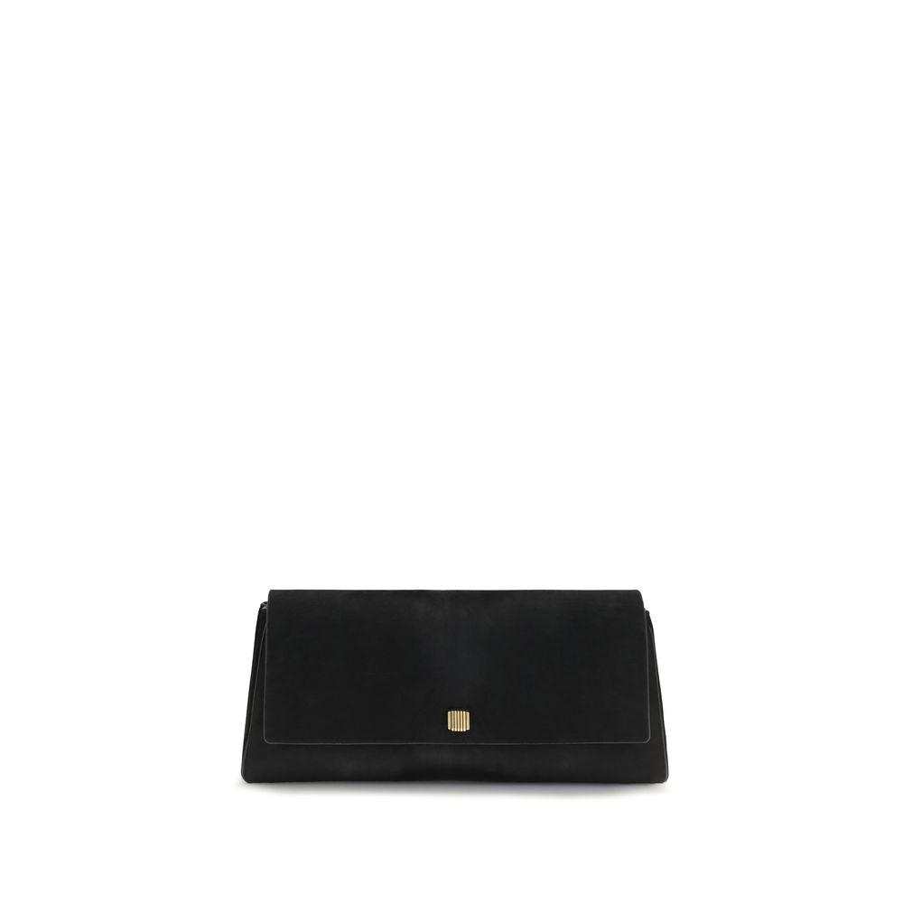 Khaite Audrey Clutch in black haircalf with Art Deco Empire hardware.