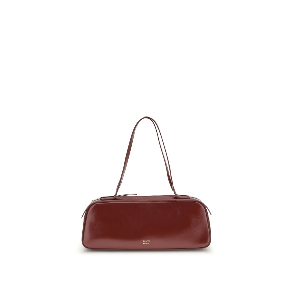Khaite Simona Shoulder Bag in Red Crackle Patent Leather from The Exclusive Line Singapore.
