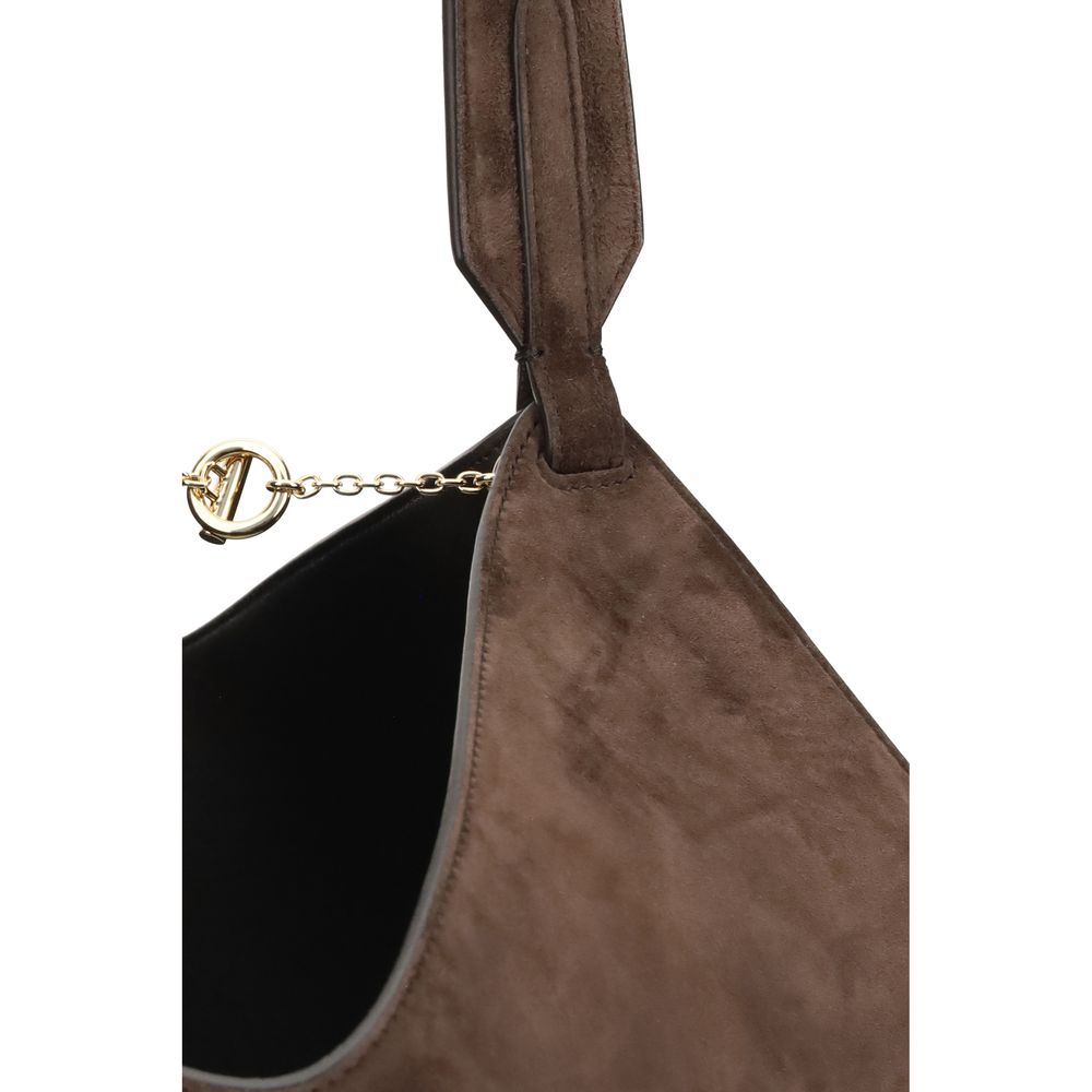 Khaite Small Lotus Tote - Dark Brown Suede