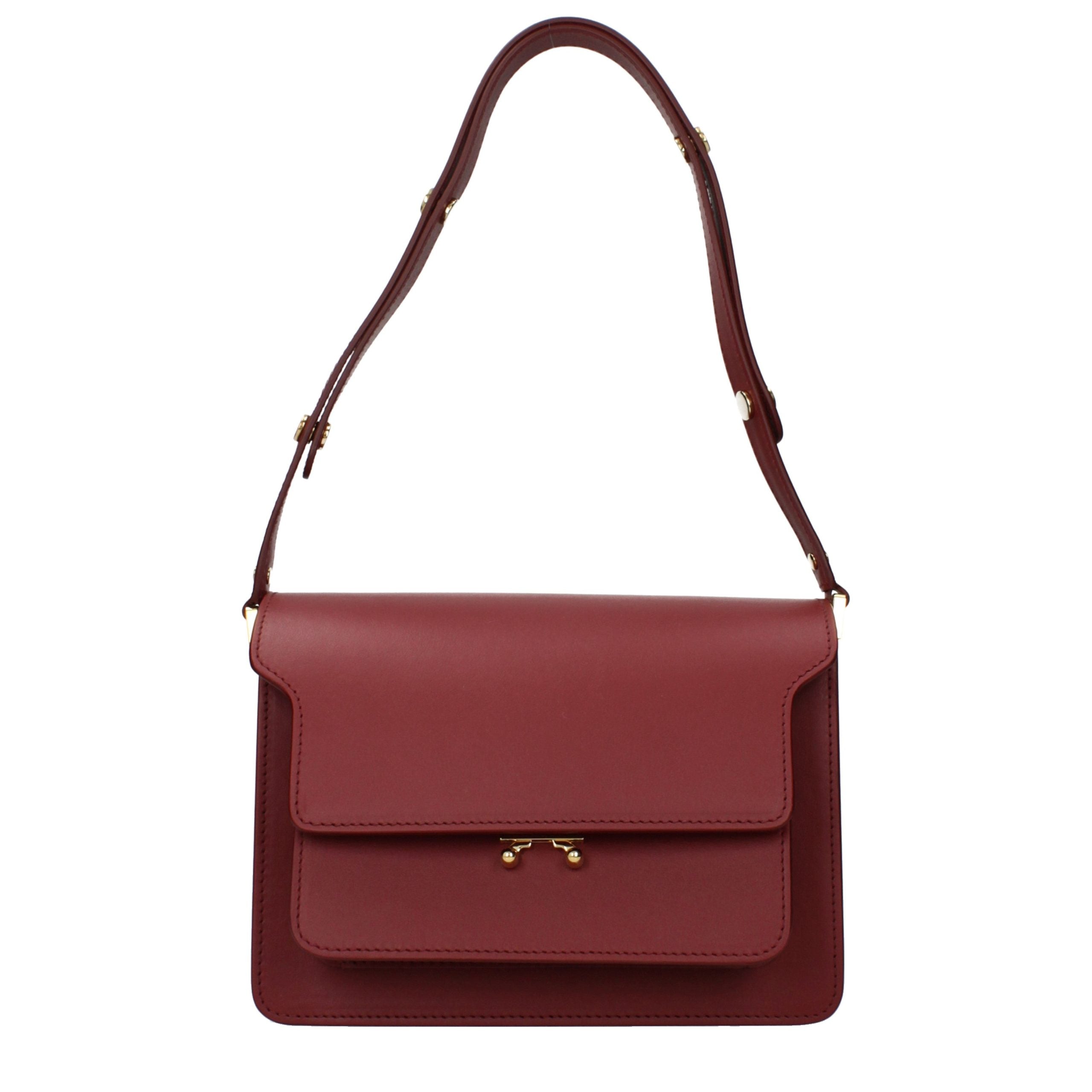 Marni Trunk Medium Bag in Burgundy from The Exclusive Line Singapore.