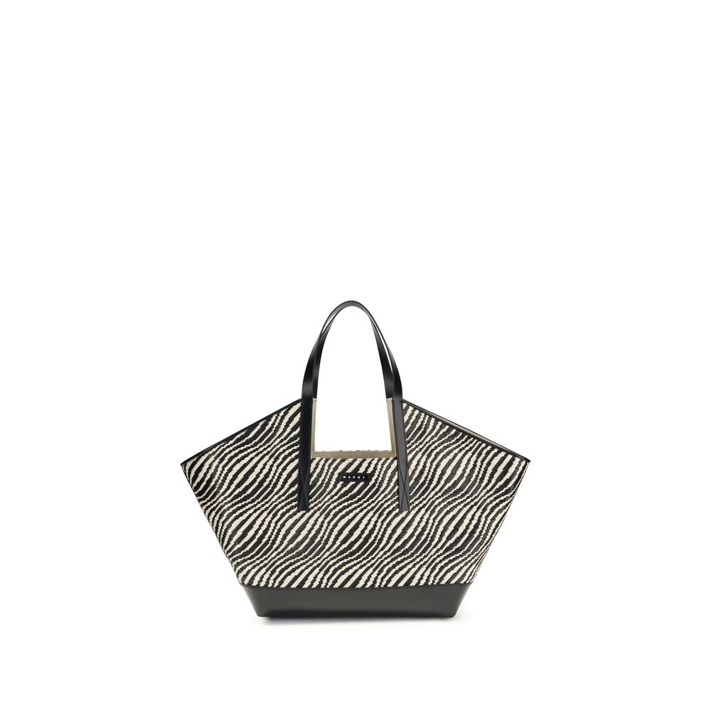 Marni Waves Trapeze Tote Bag in Black Raffia Effect from The Exclusive Line Singapore