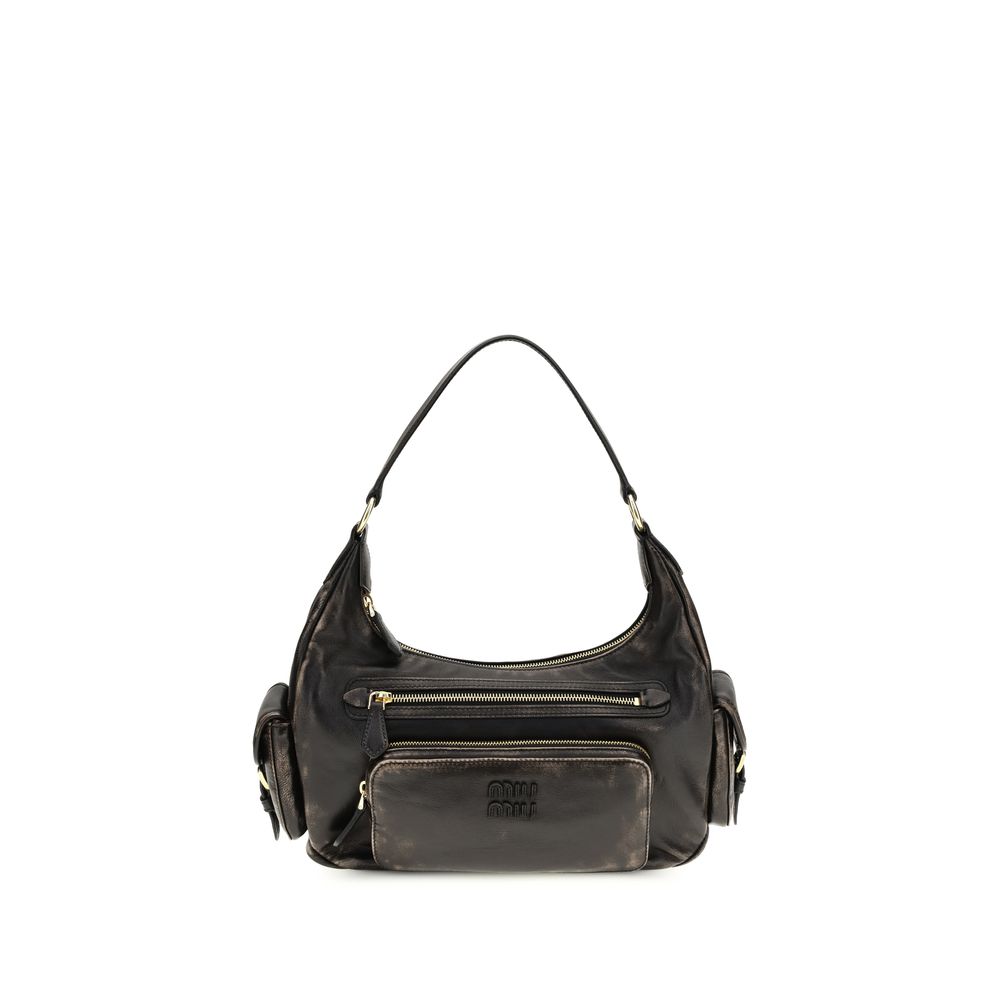Miu Miu Pocket Nappa Leather Bag in Coffee Brown with Multi-Pockets.