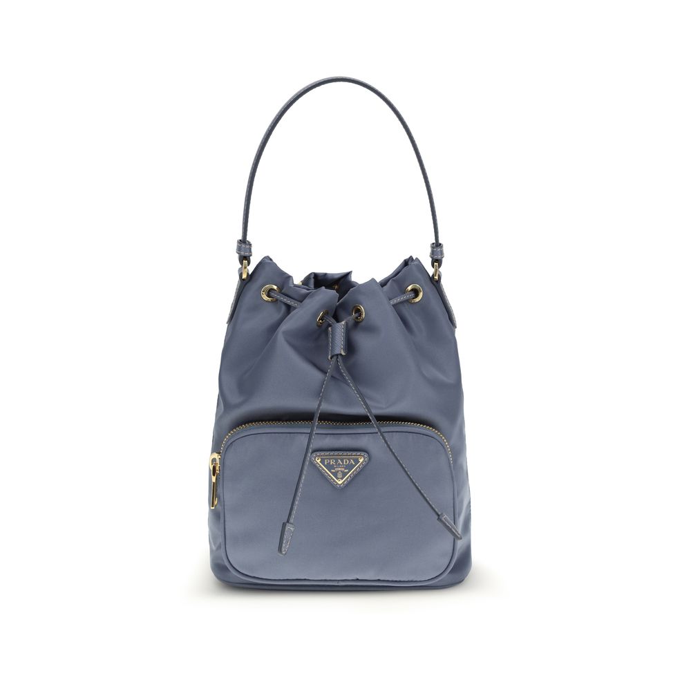 Prada Re-Nylon Bucket Bag in Blue from The Exclusive Line Singapore.
