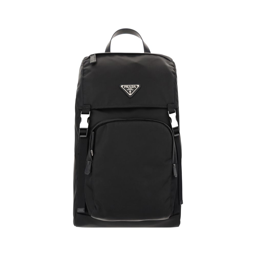 Prada Re-Nylon & Saffiano Leather Backpack in Black from The Exclusive Line Singapore