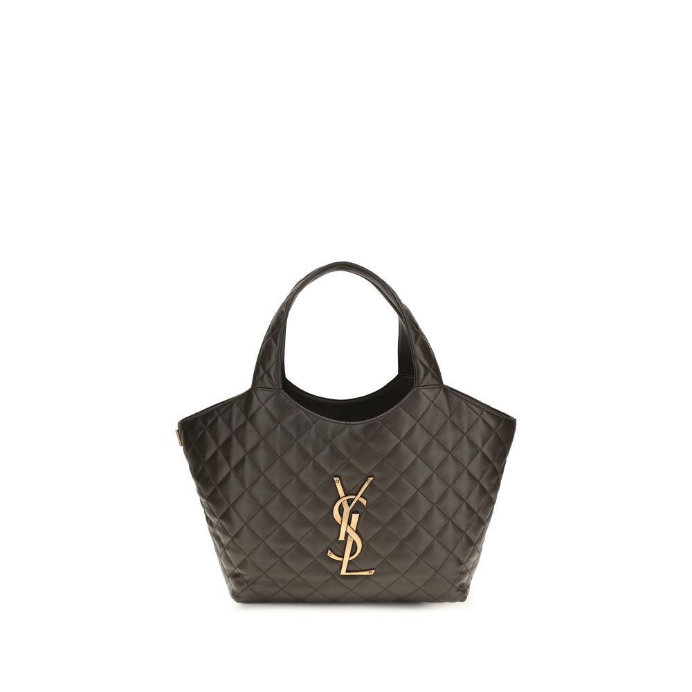 Saint Laurent Icare Medium Maxi Shopping Bag in Light Musk quilted nappa lambskin with bronze YSL logo.
