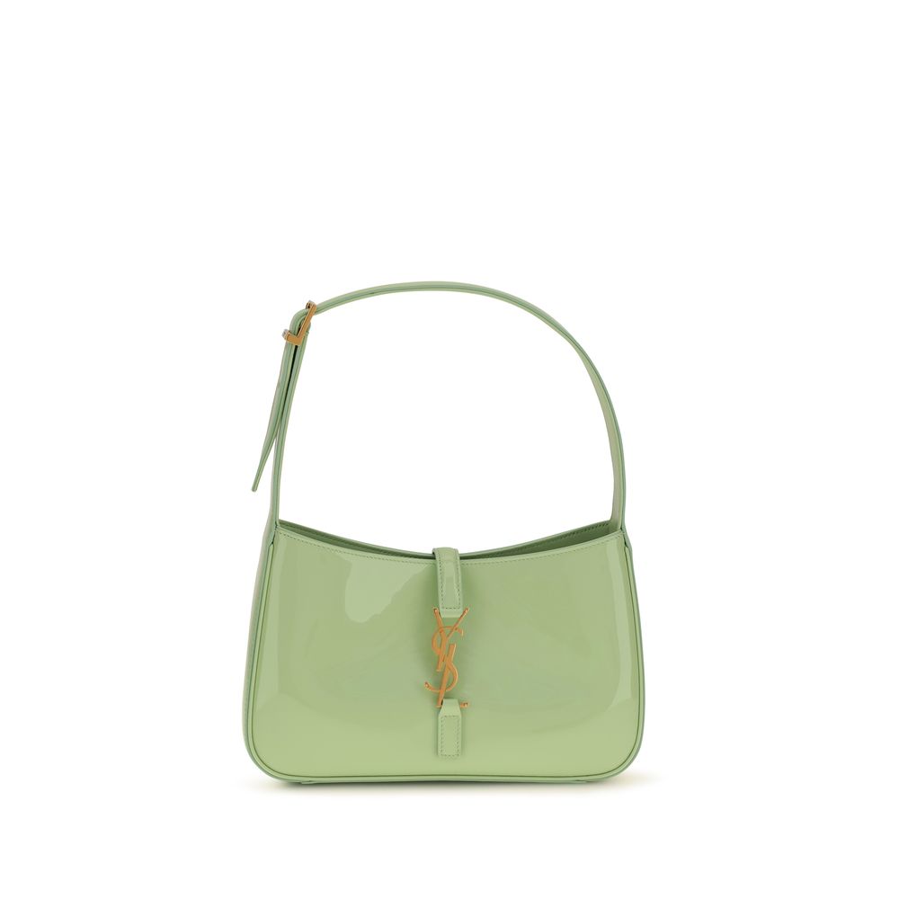 Saint Laurent LE 5 À 7 shoulder bag in Mint Green patent leather with gold-tone Cassandre logo, available at The Exclusive Line Singapore.