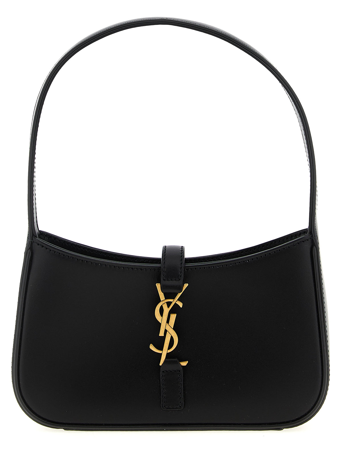 Saint Laurent Le 5 À 7 Mini Bag in smooth black calfskin with light bronze Cassandre hook closure – The Exclusive Line.