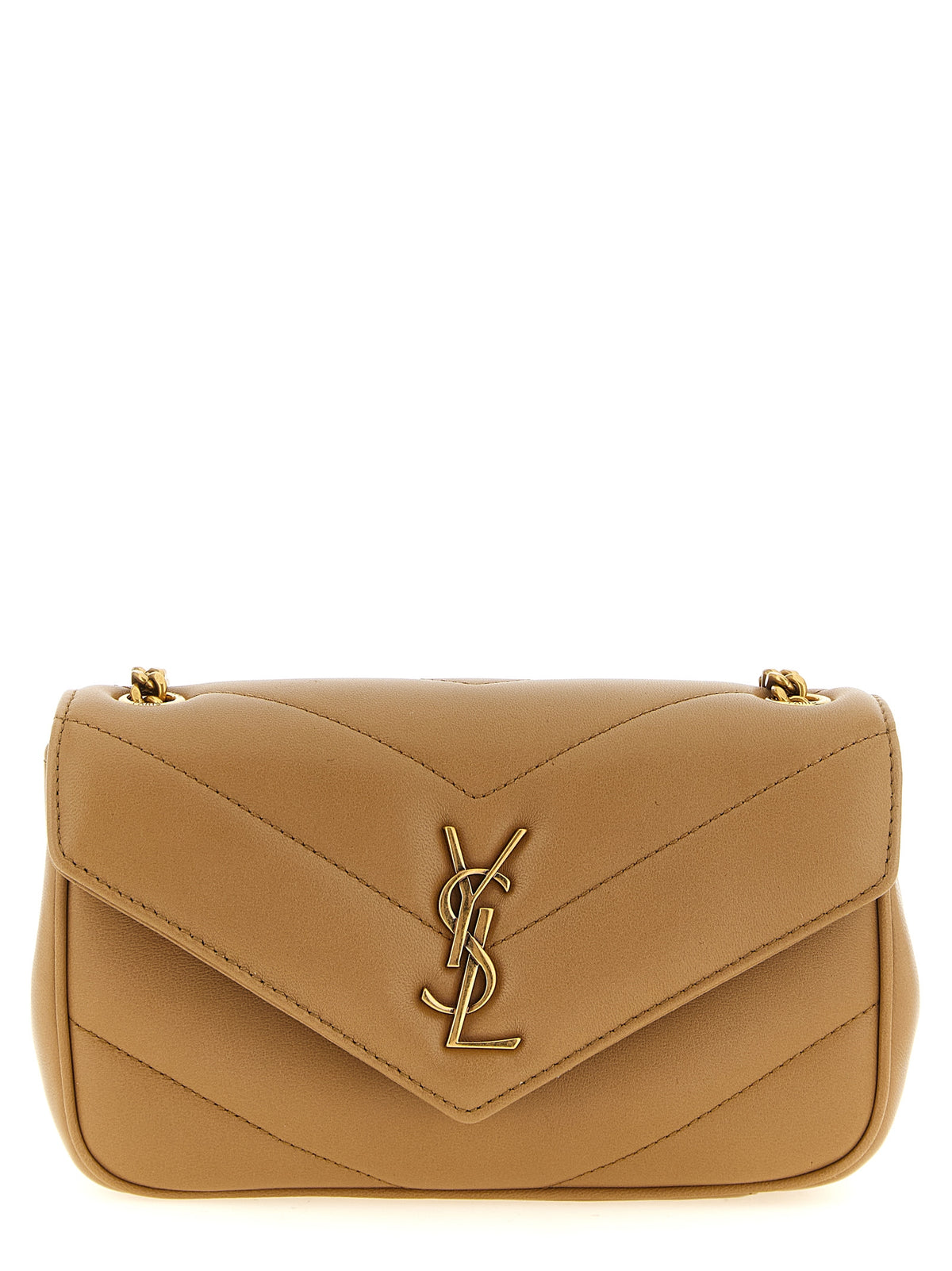 Saint Laurent Loulou Mini Shoulder Bag in Natural Tan quilted lambskin with bronze hardware – The Exclusive Line