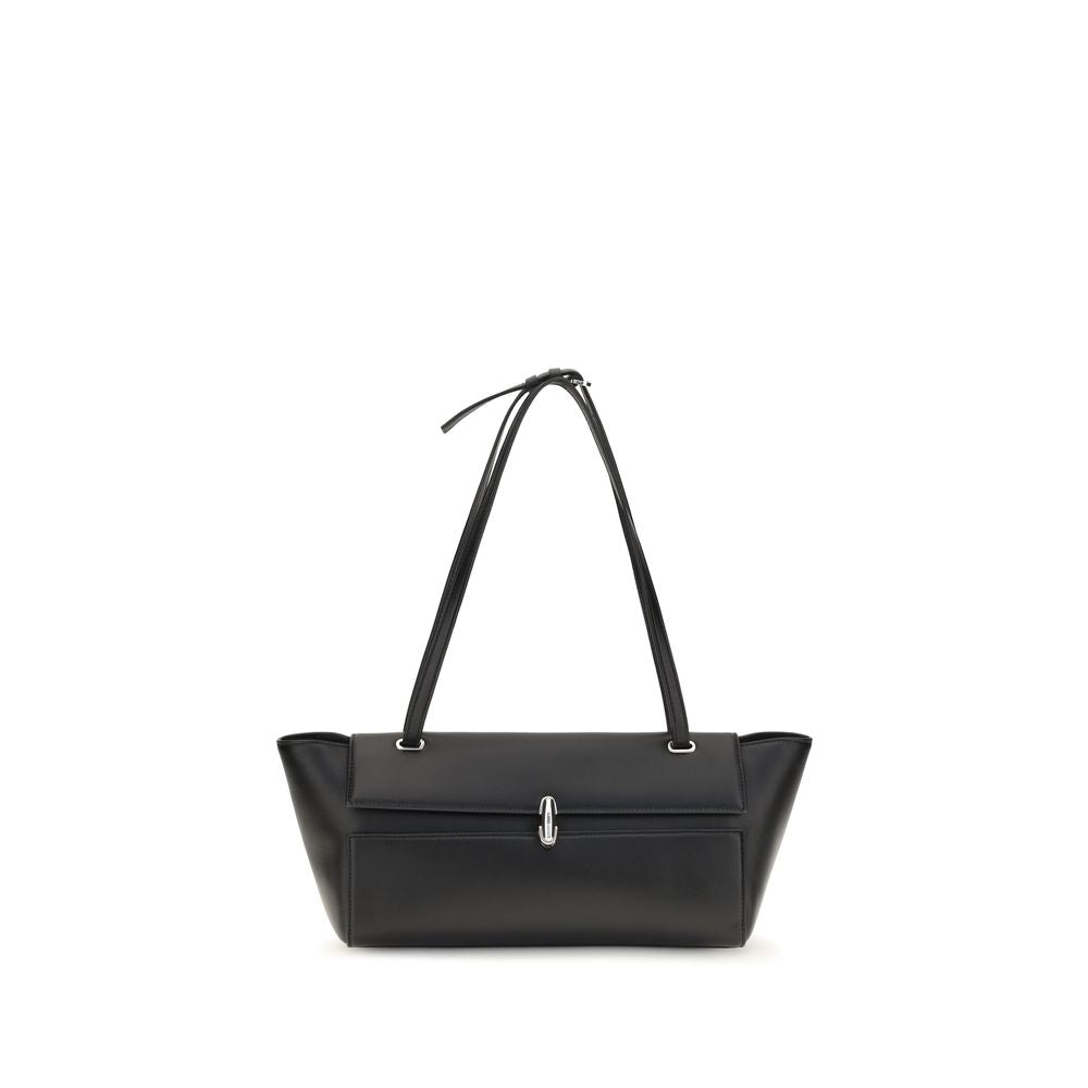 Savette Symmetry Trapeze Shoulder Bag in Black calf leather with convertible strap – The Exclusive Line Singapore